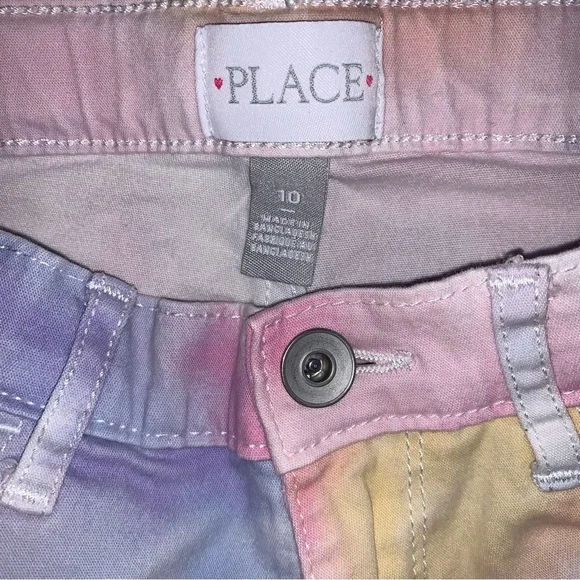 🆕 Children’s Place Tie Dye Bermuda Jean Shorts Girl’s 10 Colorful Denim Pastel - Picture 4 of 8
